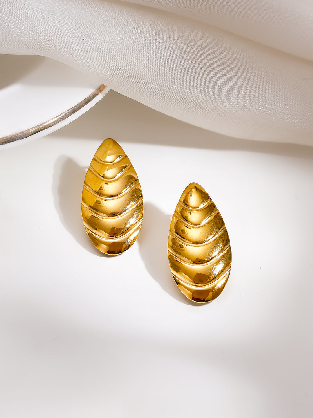 Demi Fine 18K Gold Plated Stainless steel Golden Shell Statement Stud Earrings