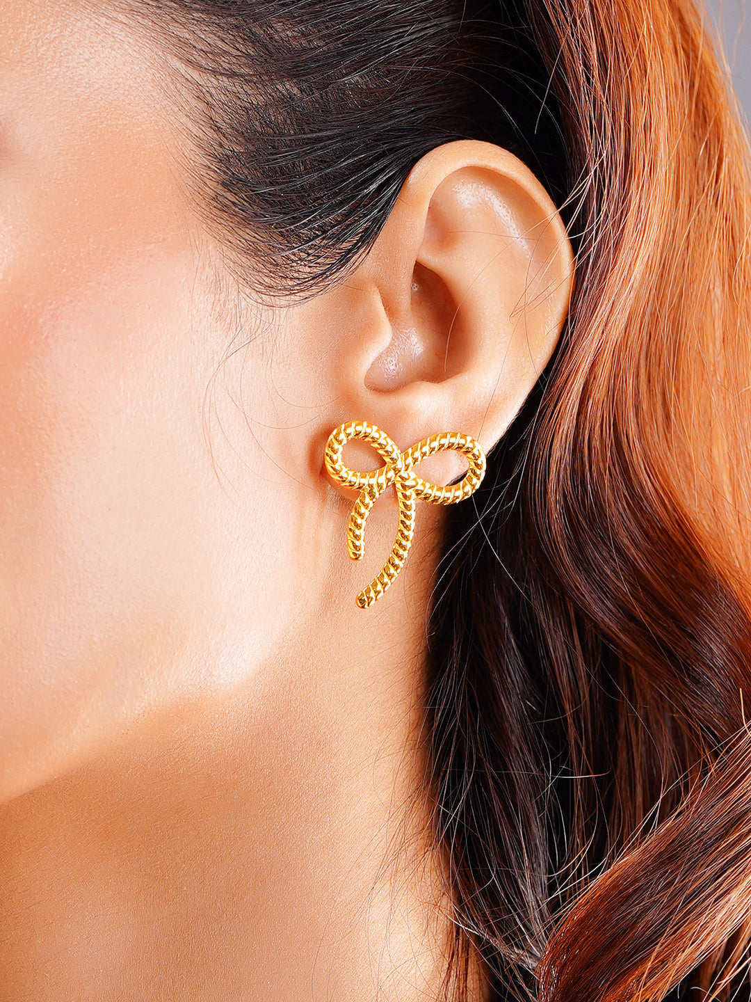 Demi Fine 18K Gold Plated Stainless steel Sweet Ribbon Statement Earrings