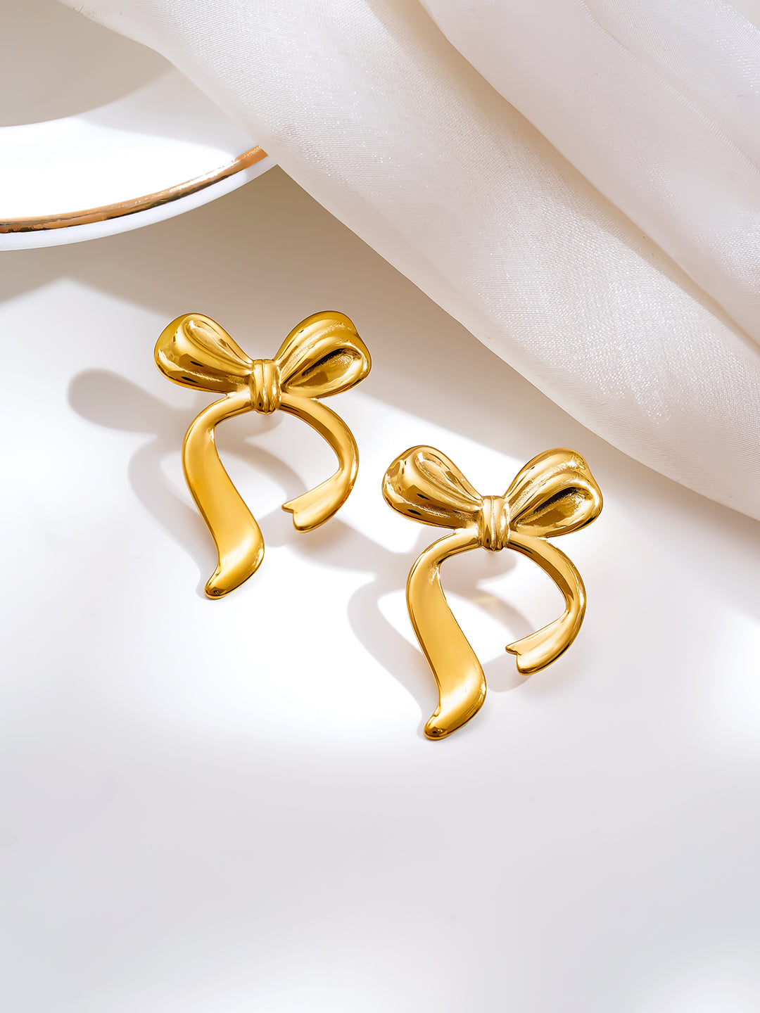 Demi Fine 18K Gold Plated Stainless steel Sweetheart Bow Drop Earrings