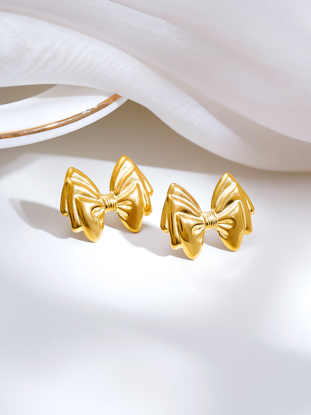 Demi Fine 18K Gold Plated Stainless steel Sweet Bow Stud Earrings