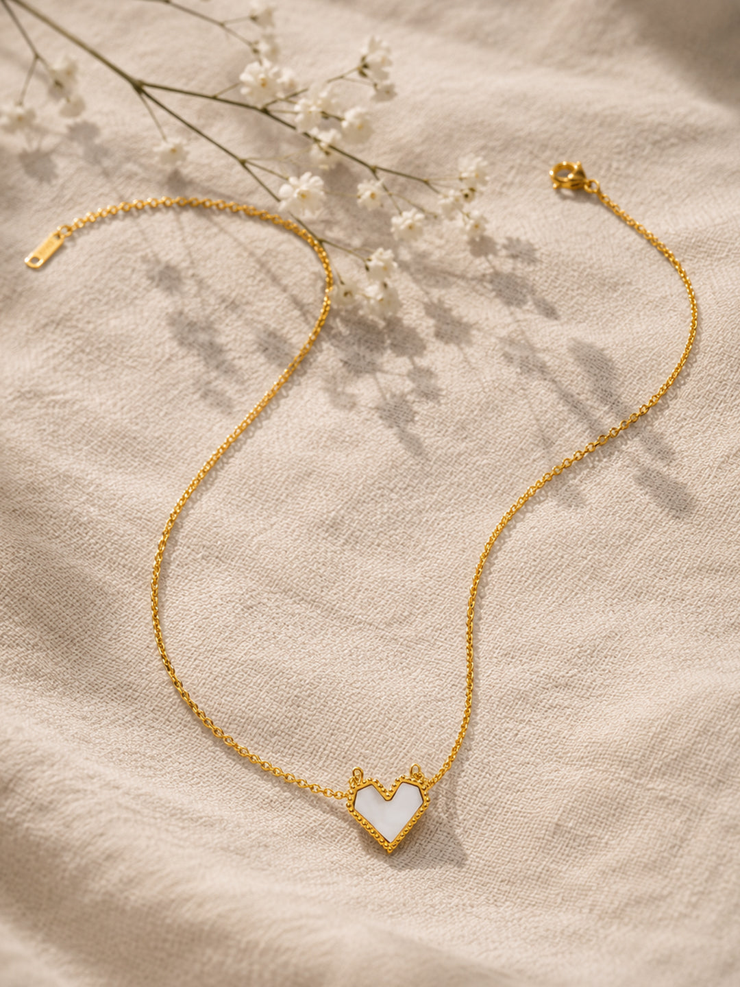Demi Fine 18K Gold Plated Stainless steel Enamel Heart Pendant Chain Necklace