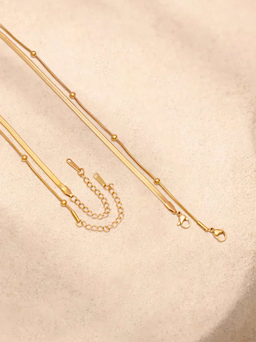 Demi Fine 18K Gold Plated Stainless steel Layered Snake Chain Necklace