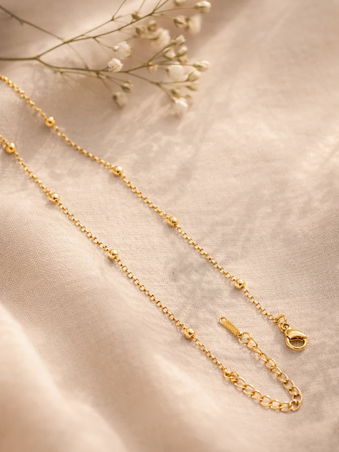 Demi Fine 18K Gold Plated Stainless steel Beaded Chain Heart Pendant Necklace
