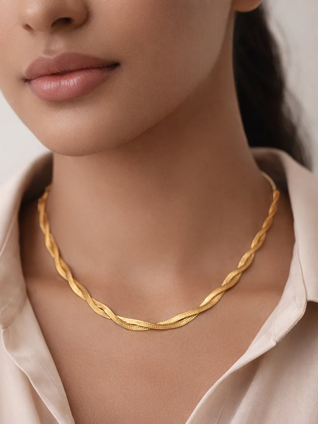 Demi Fine 18K Gold Plated Stainless steel Twisted Snake Chain Necklace