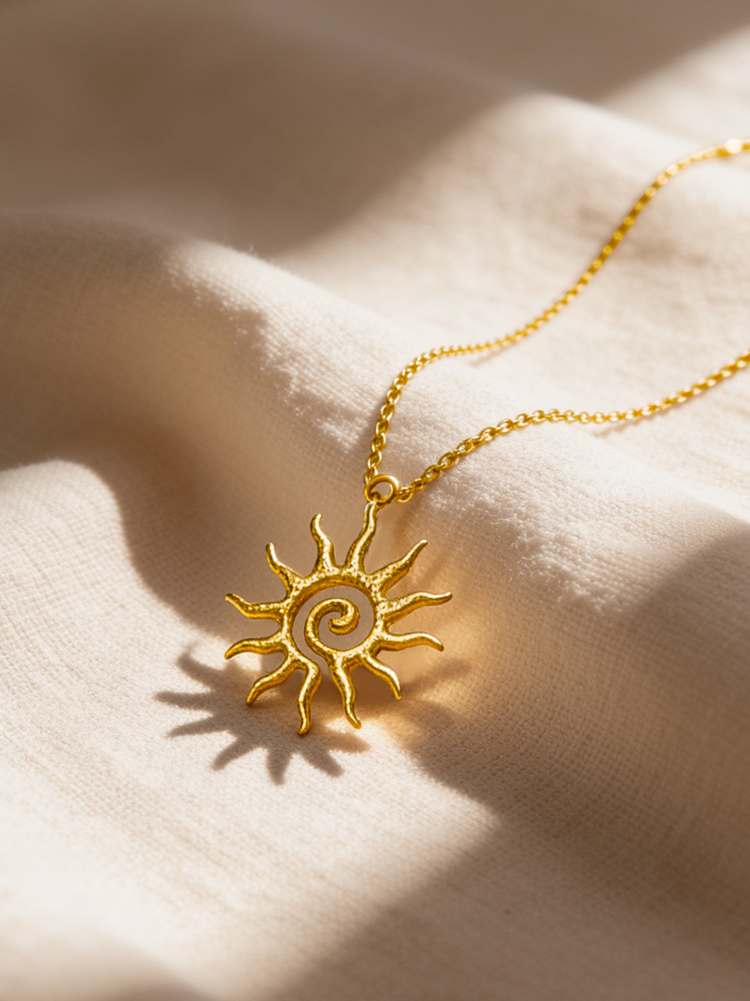 Demi Fine 18K Gold Plated Stainless steel Sun Charm Fine Pendant Chain Necklace