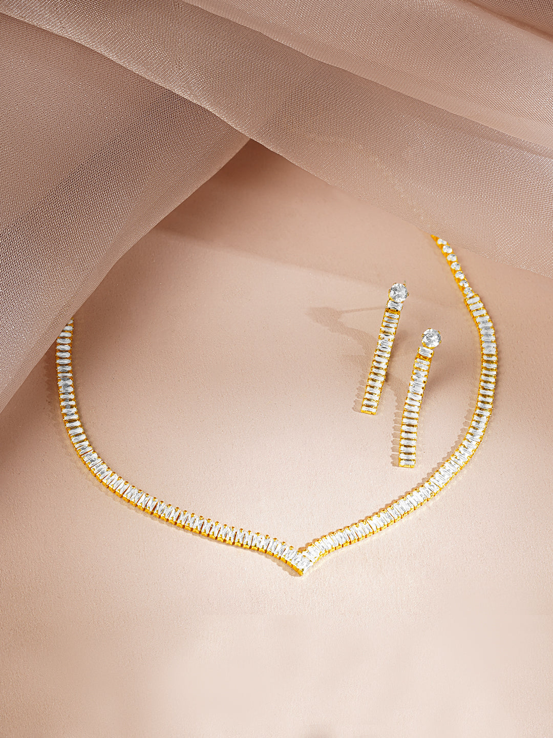 Golden Glow Crystal Necklace Set