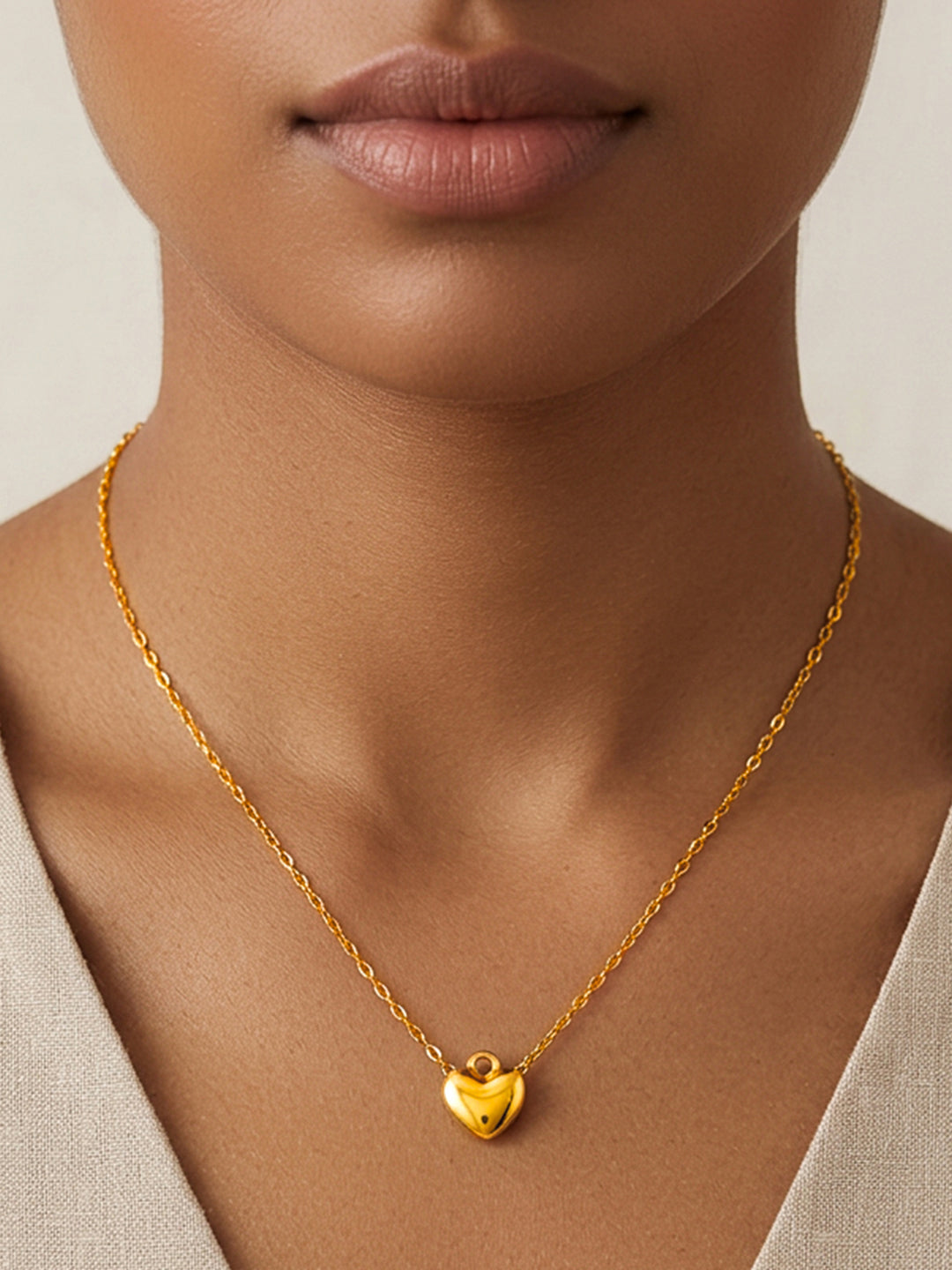 Demi Fine 18K Gold Plated Stainless steel Twisted Chain Heart Pendant Necklace