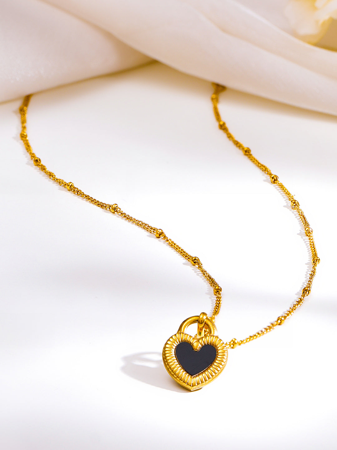 Demi Fine 18K Gold Plated Stainless steel Reversible Heart Pendant Necklace