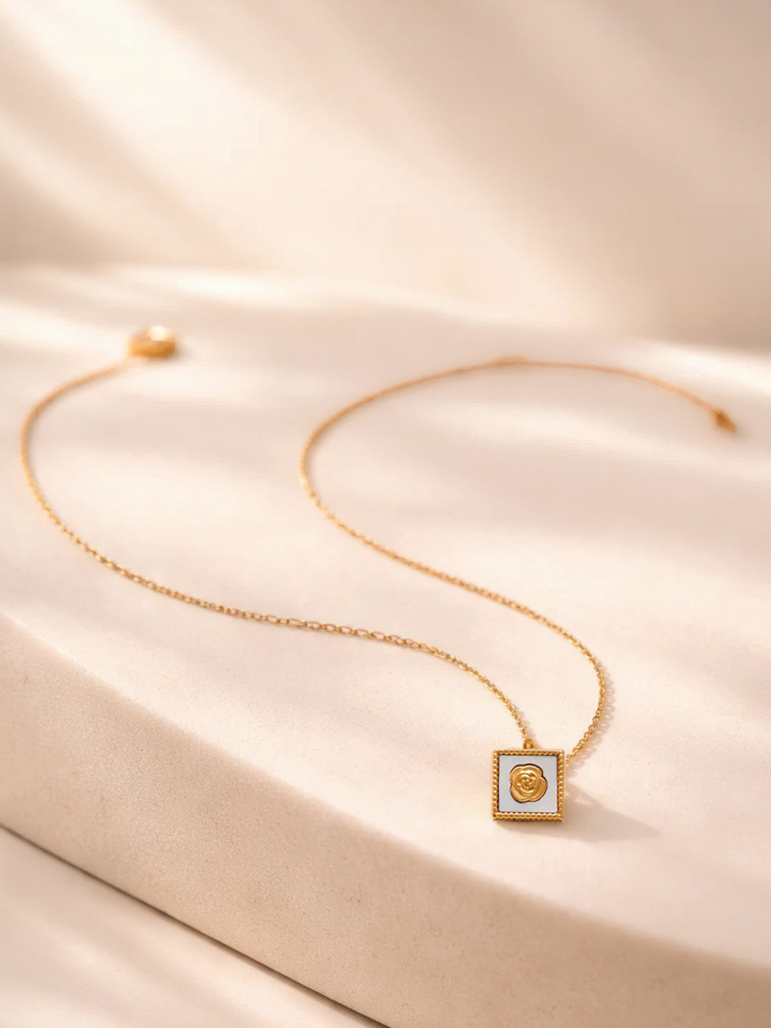 Demi Fine 18K Gold Plated Stainless steel Rose Enamel Pendant Necklace