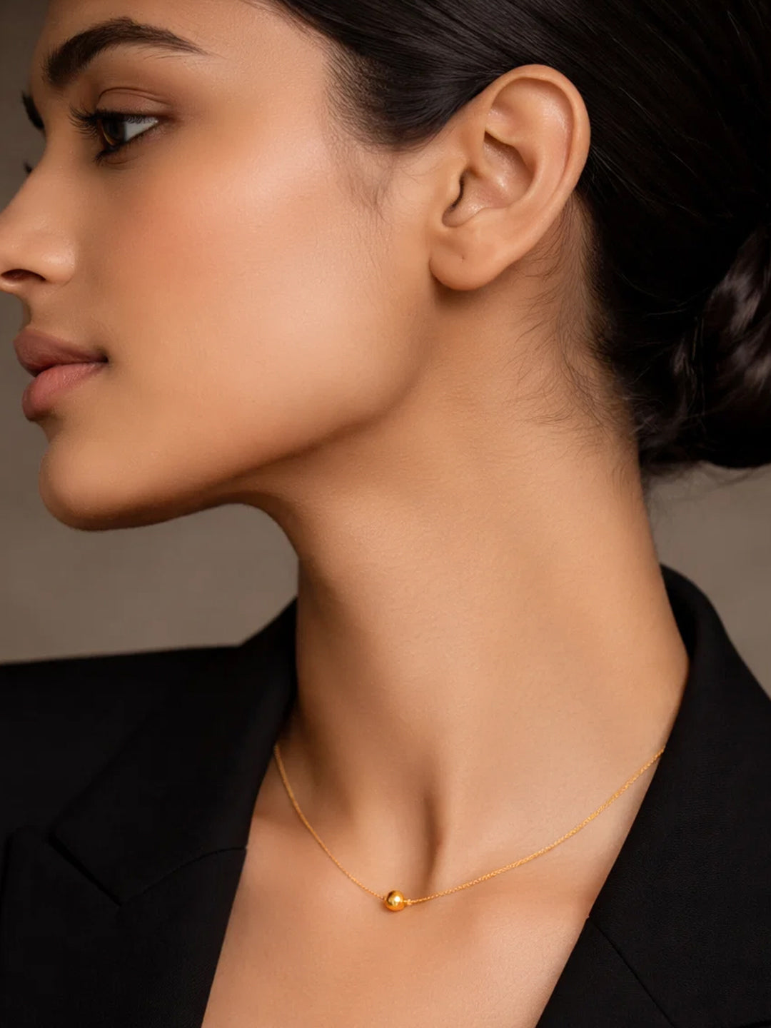 Demi Fine 18K Gold Plated Stainless steel Minimal Ball Pendant Chain Necklace
