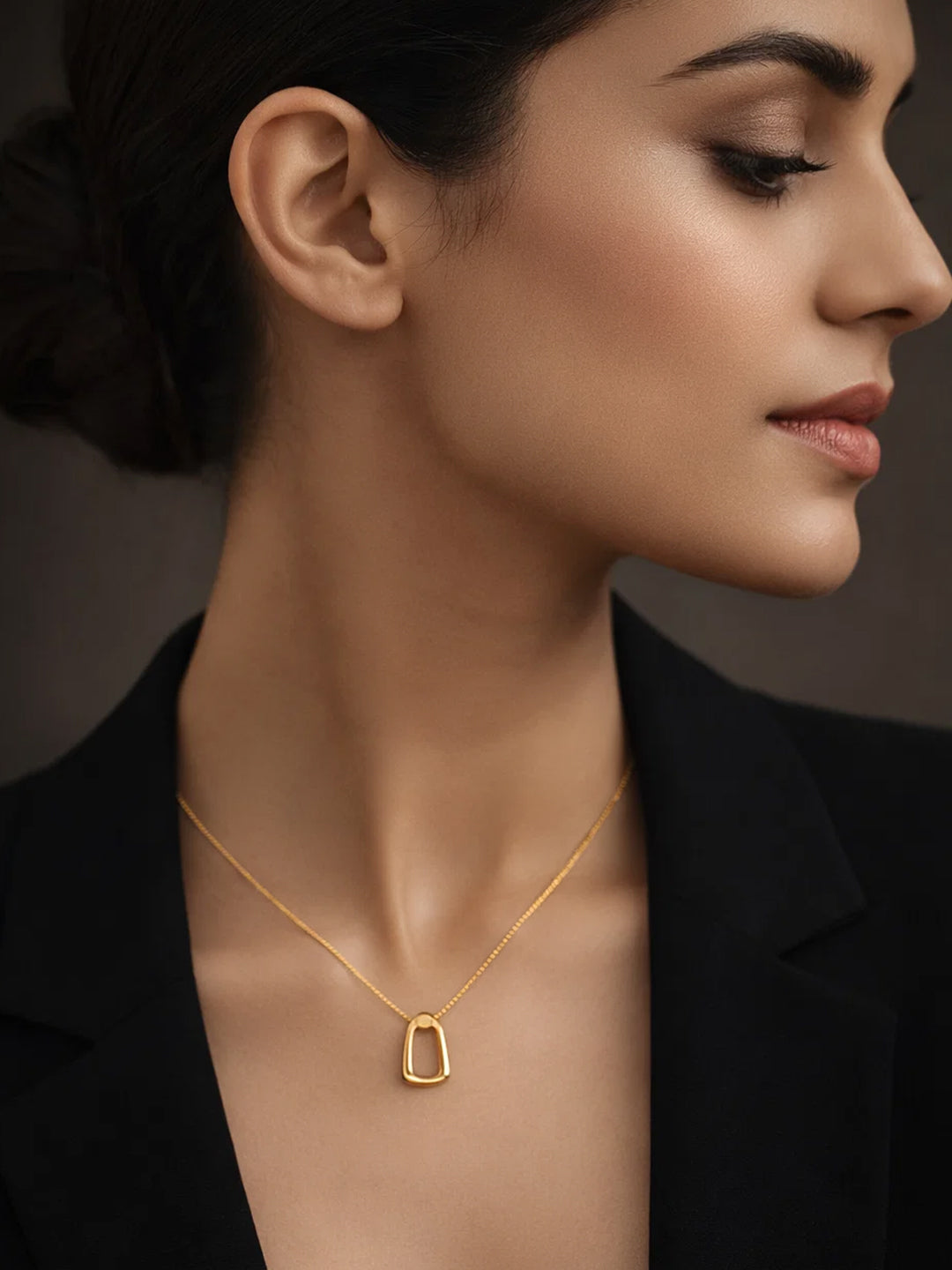 Demi Fine 18K Gold Plated Stainless steel Hollow Pendant Chain Necklace