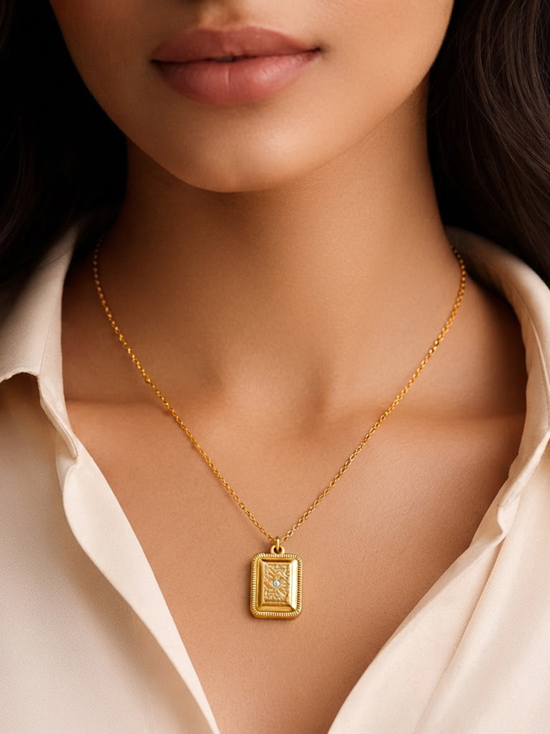 Demi Fine 18K Gold Plated Stainless steel Minimal Pendant Chain Necklace