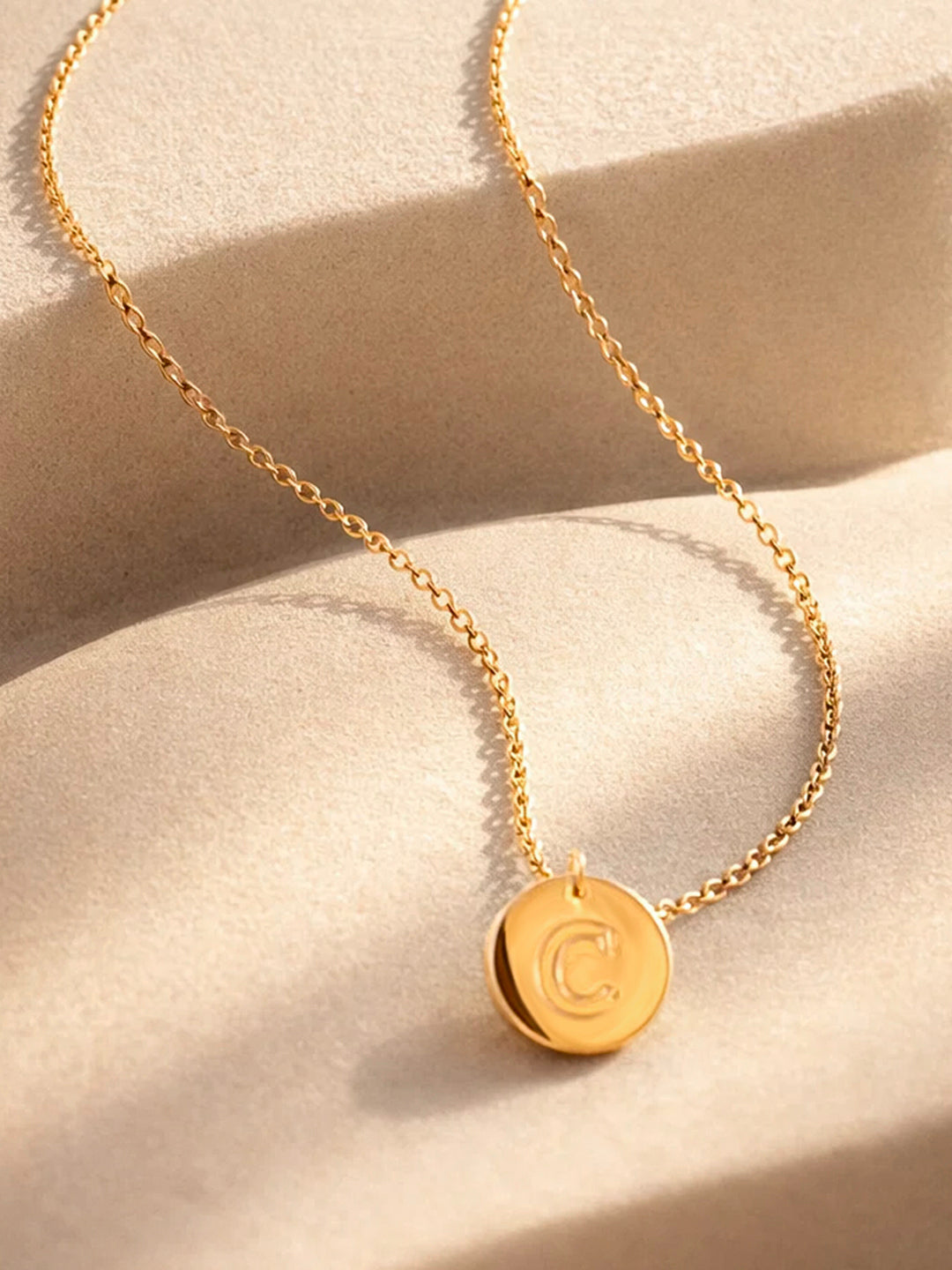 Demi Fine 18K Gold Plated Stainless steel Classic Disc C Pendant Necklace