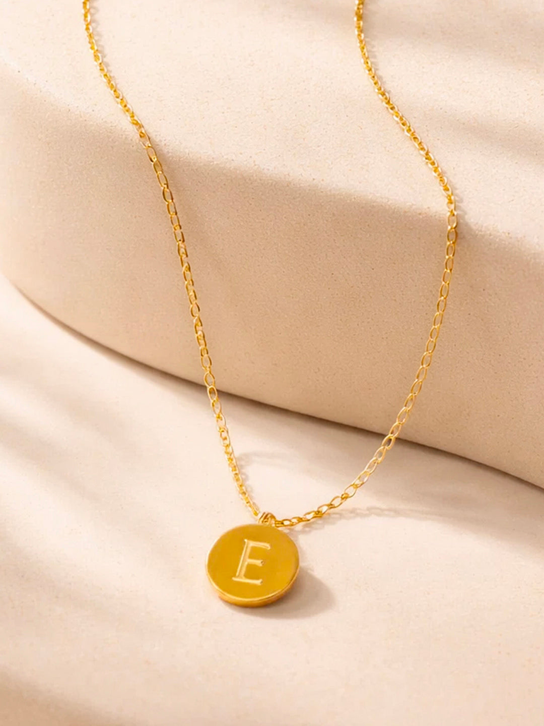 Demi Fine 18K Gold Plated Stainless steel Classic Disc E Pendant Necklace