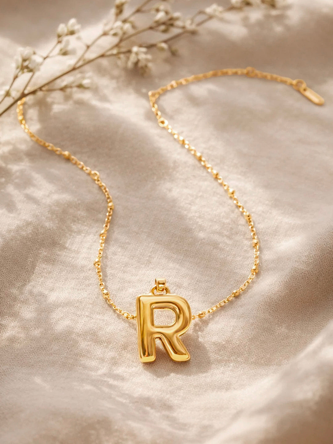 Demi Fine 18K Gold Plated Stainless steel Minimal Balloon R Necklace