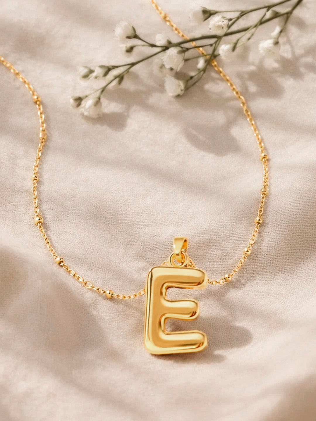 Demi Fine 18K Gold Plated Stainless steel Minimal Balloon E Necklace