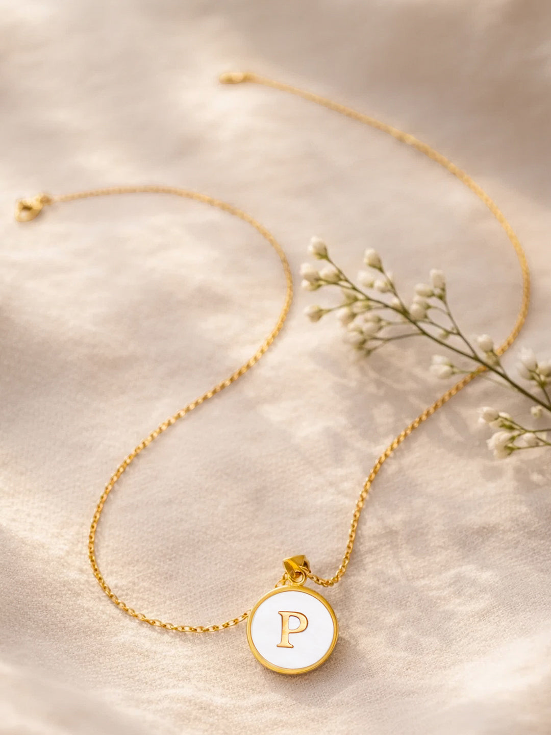 Demi Fine 18K Gold Plated Stainless steel Minimal P Pendant Necklace