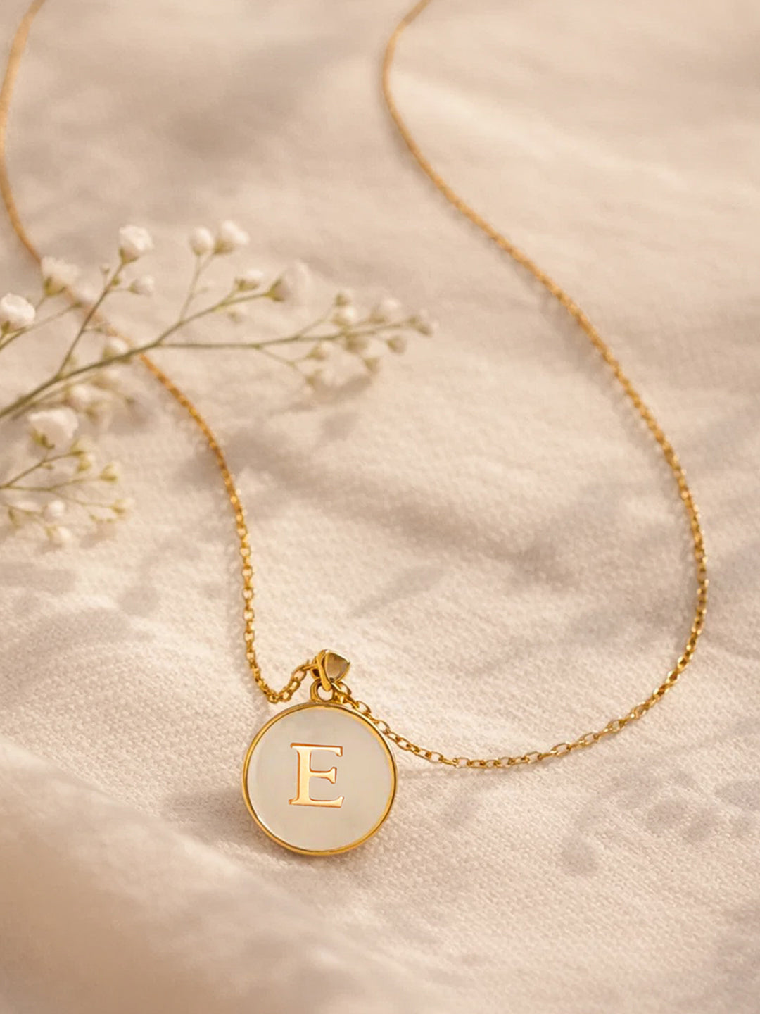 Demi Fine 18K Gold Plated Stainless steel Minimal E Pendant Necklace