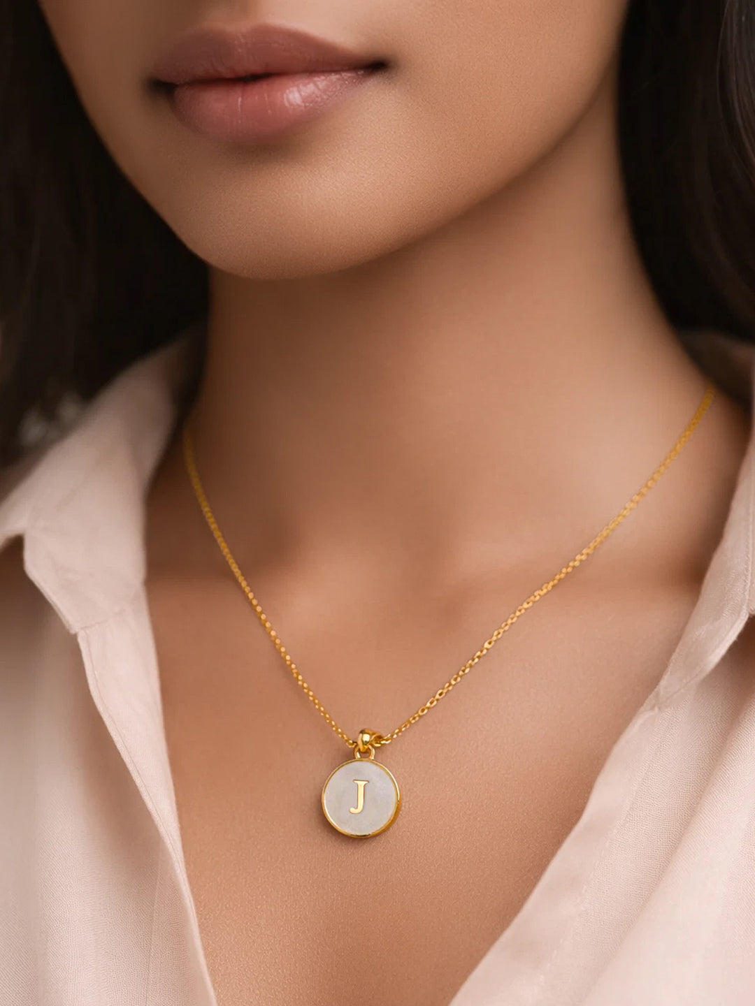 Demi Fine 18K Gold Plated Stainless steel Minimal J Pendant Necklace