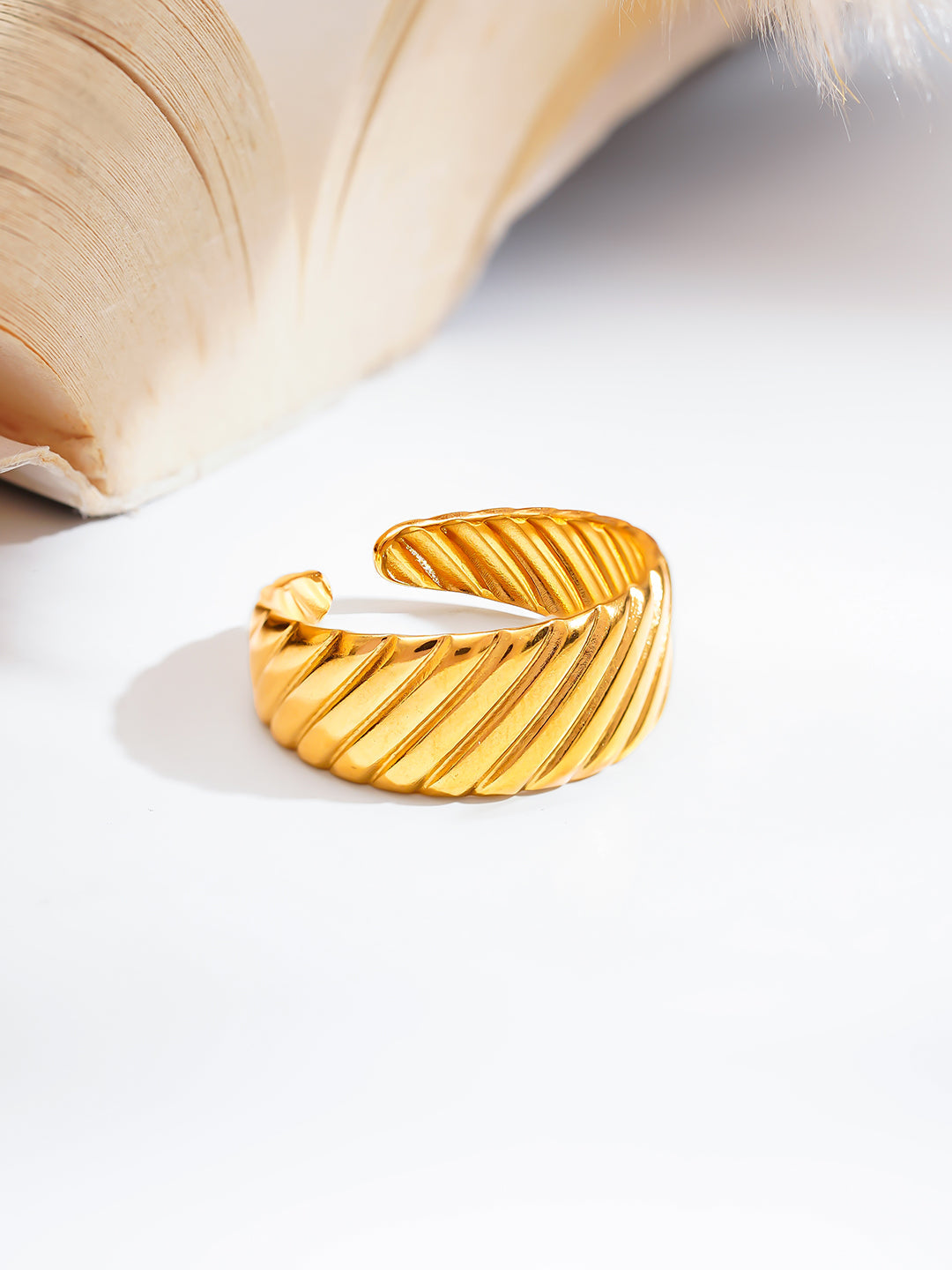 Demi Fine 18K Gold Plated Stainless steel Ribbed Dome Statement Ring