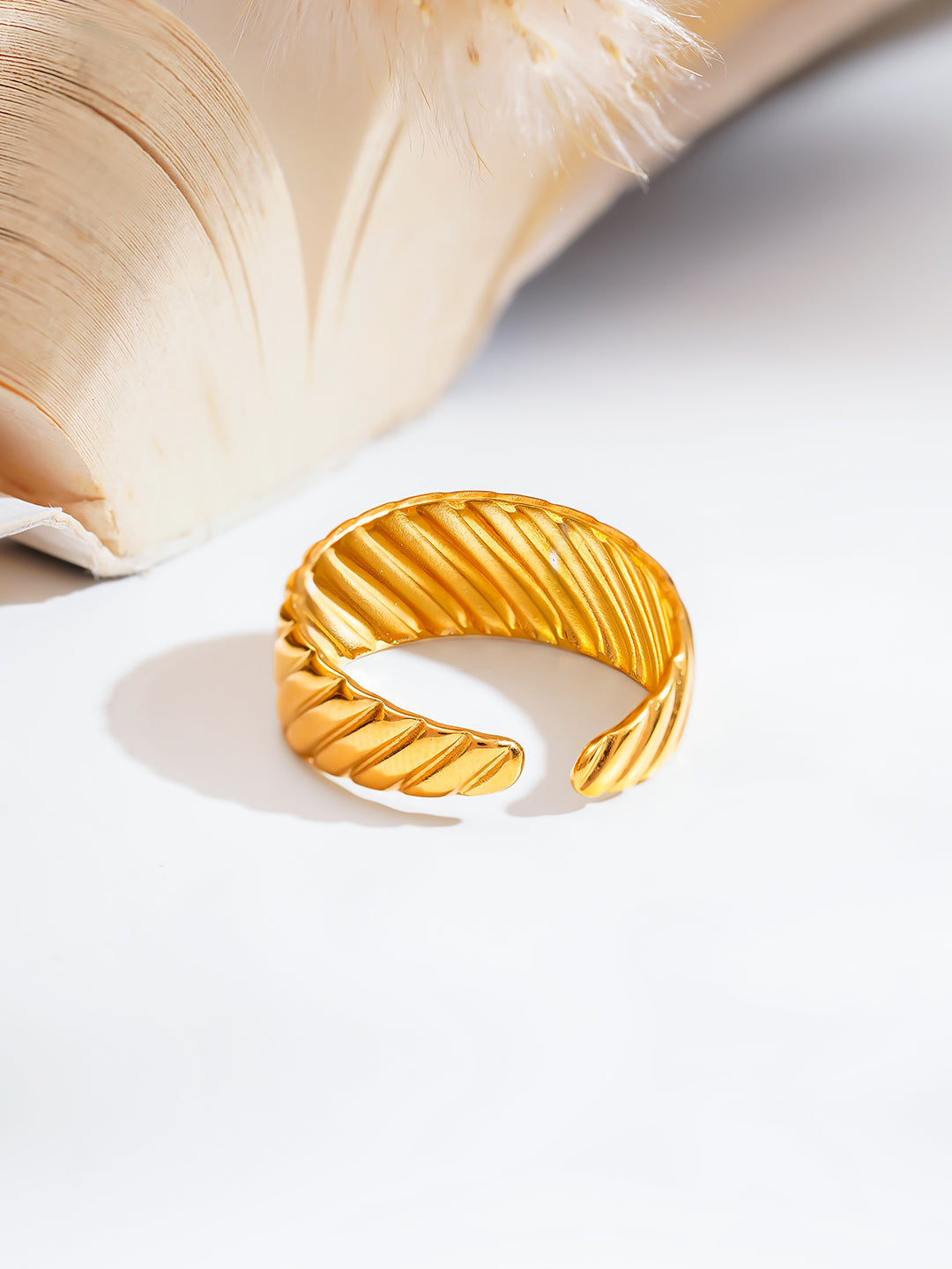 Demi Fine 18K Gold Plated Stainless steel Ribbed Dome Statement Ring