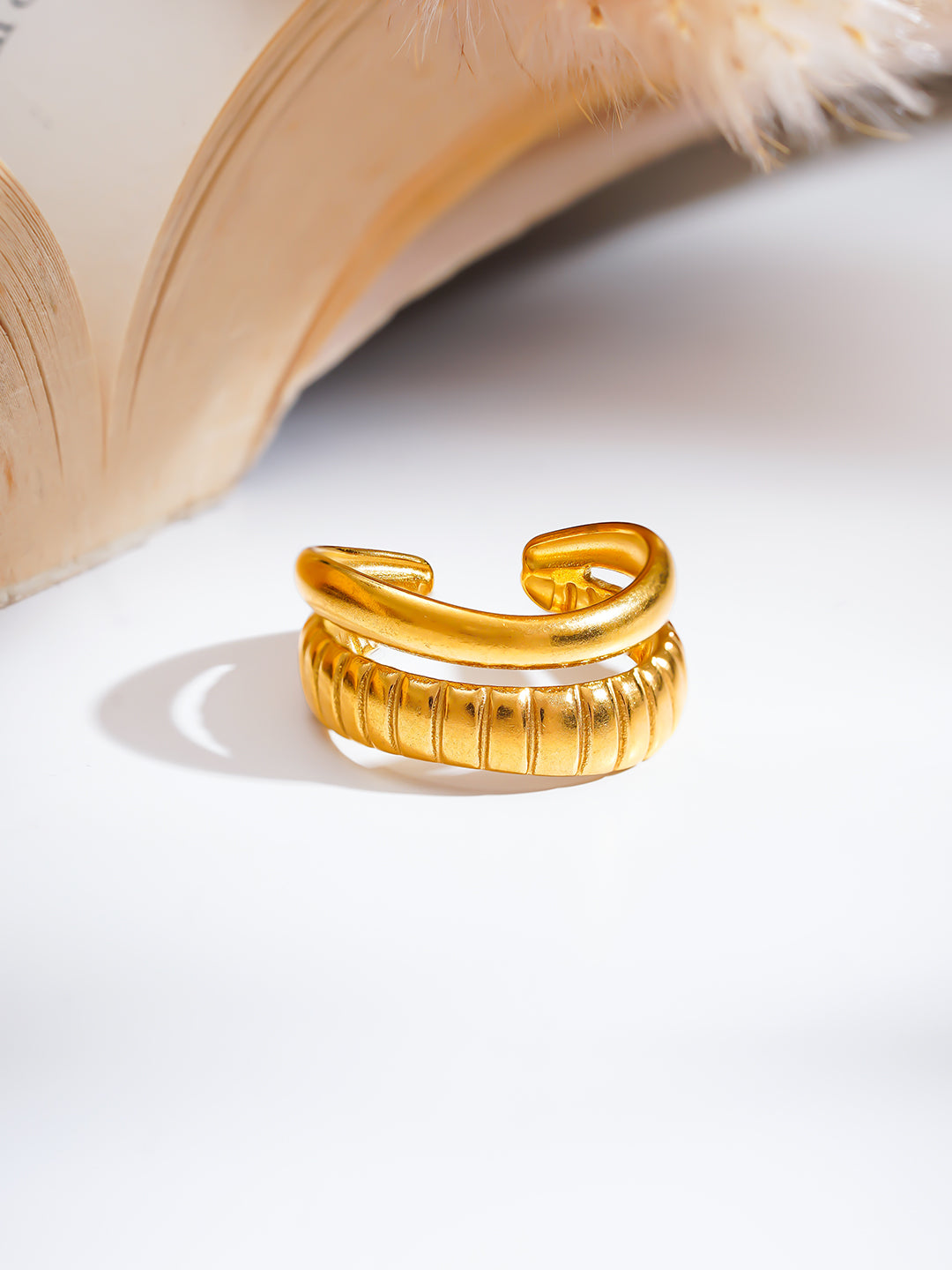 Demi Fine 18K Gold Plated Stainless steel Twinned Flow Statement Ring