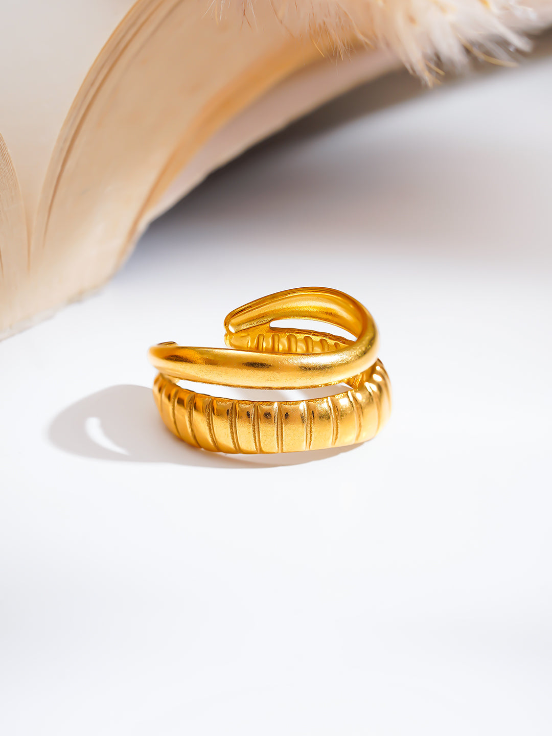 Demi Fine 18K Gold Plated Stainless steel Twinned Flow Statement Ring