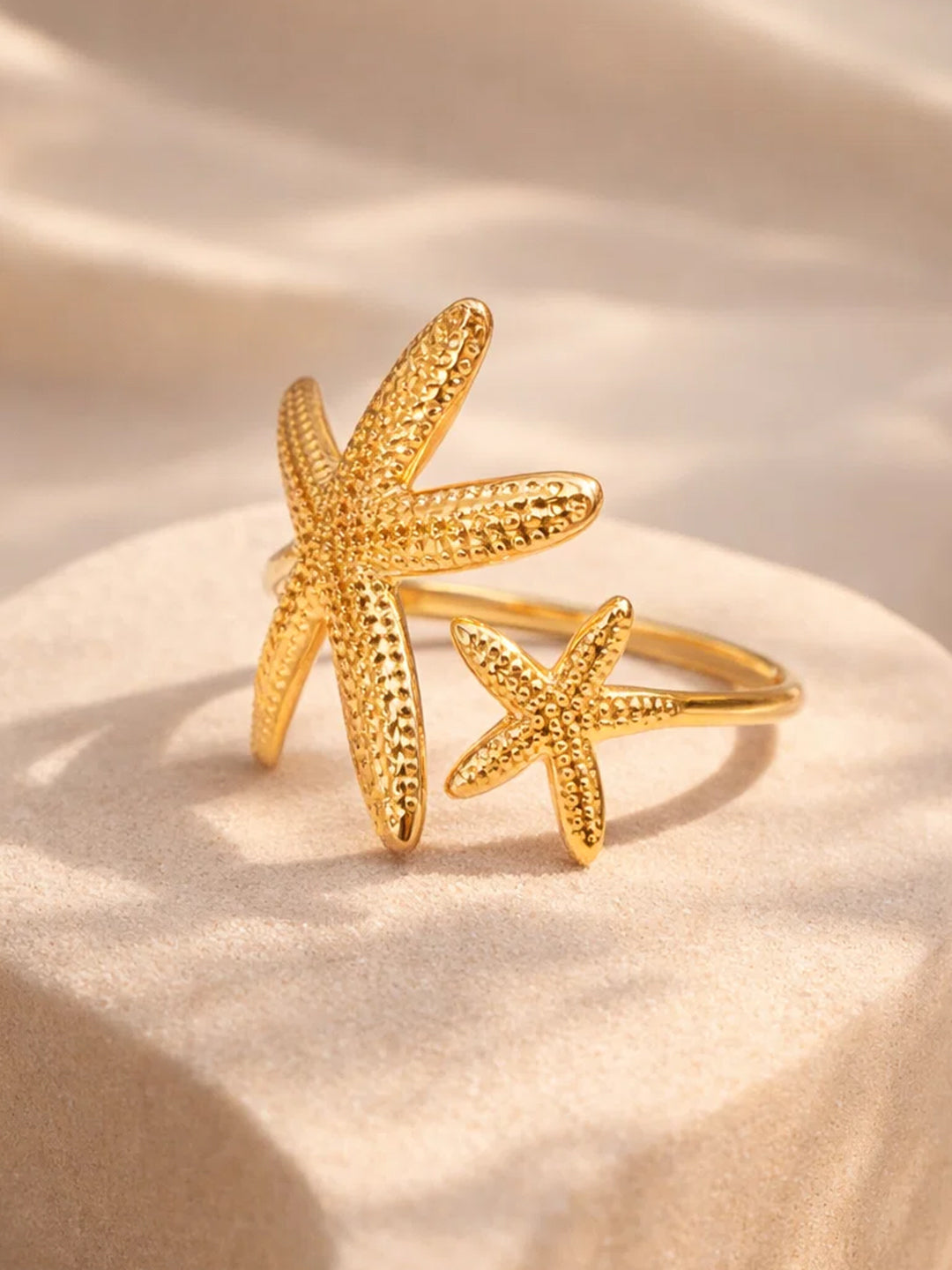 Demi Fine 18K Gold Plated Stainless steel Starfish Open Adjustable Ring