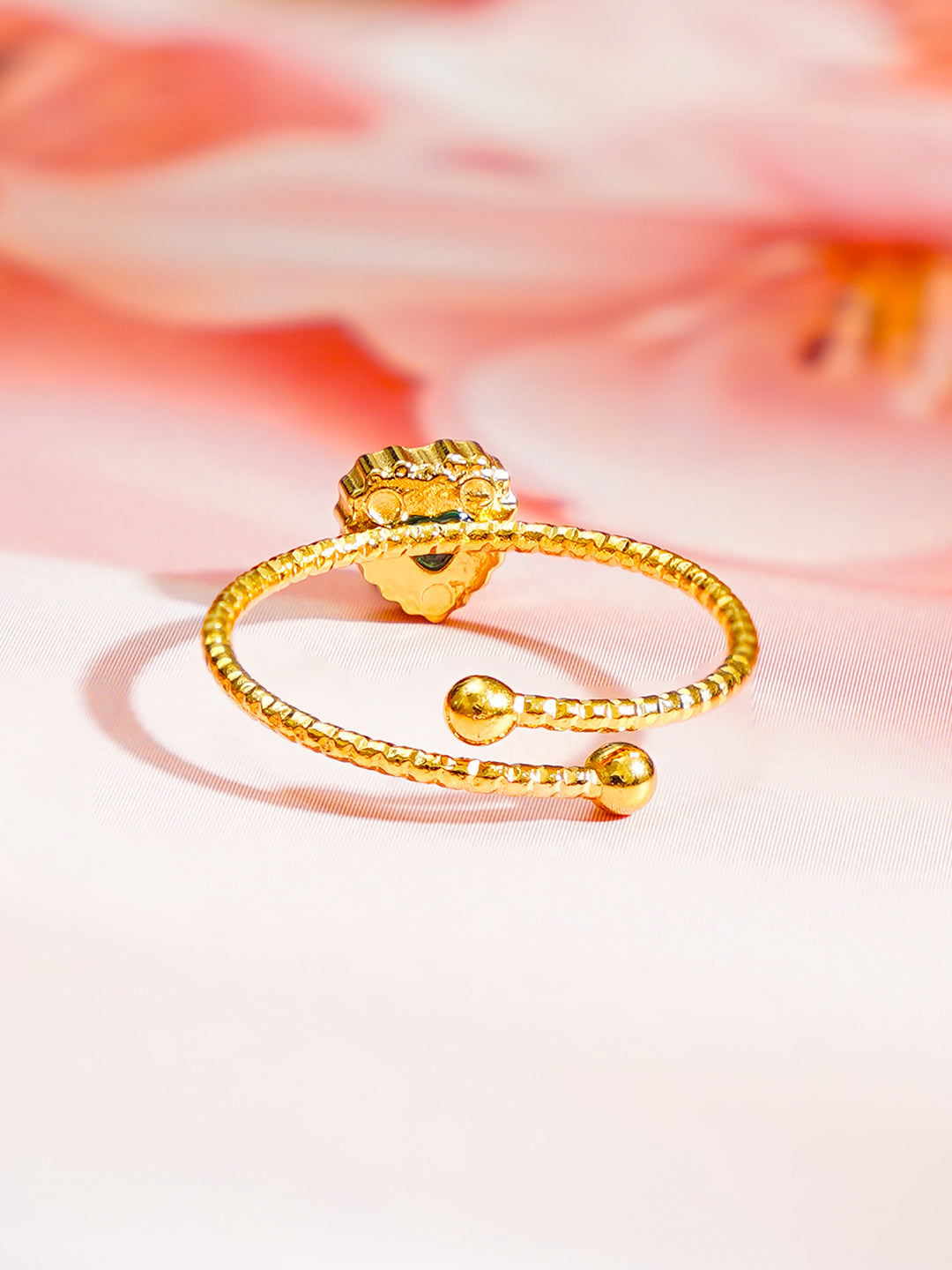 Demi Fine 18K Gold Plated Stainless steel Emerald Heart Adjustable Ring