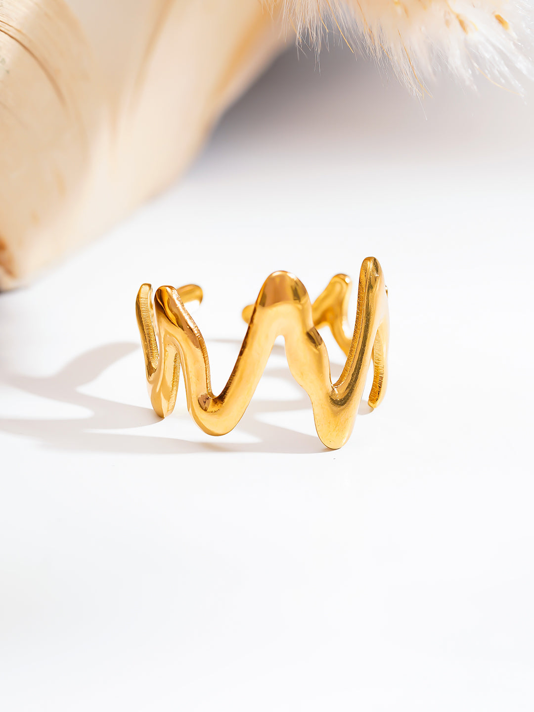 Demi Fine 18K Gold Plated Stainless steel Golden Rhythm Open Ring