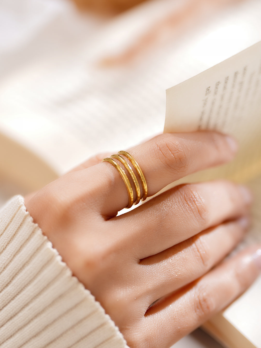 Demi Fine 18K Gold Plated Stainless steel Minimal Multi Band Ring