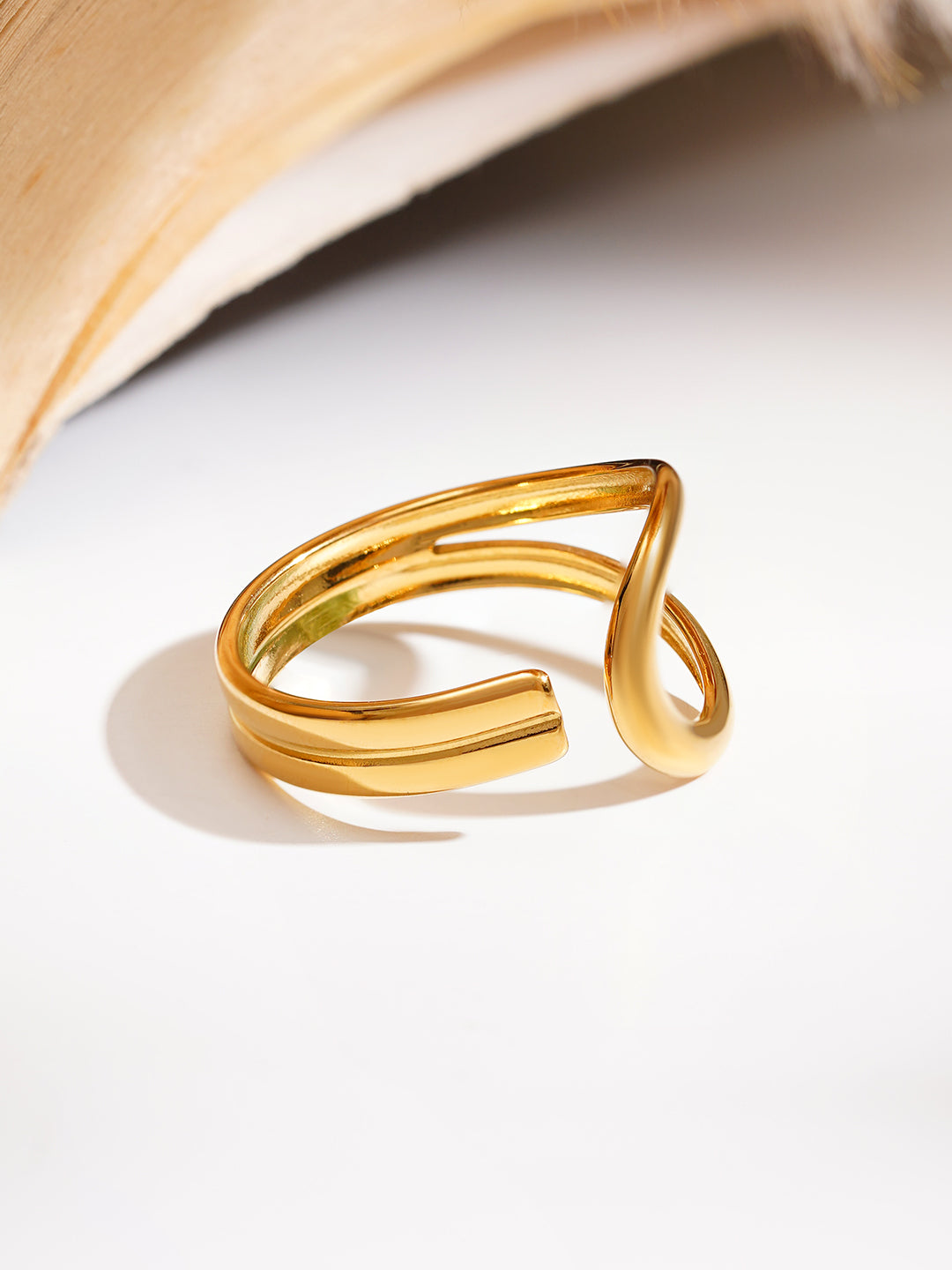 Demi Fine 18K Gold Plated Stainless steel Fluid Loop Statement Ring