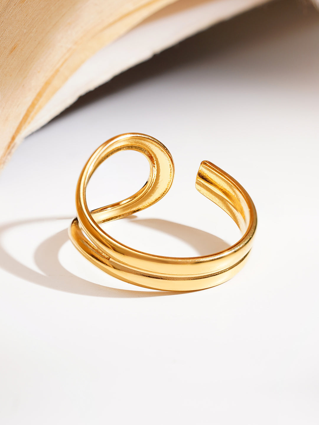 Demi Fine 18K Gold Plated Stainless steel Fluid Loop Statement Ring