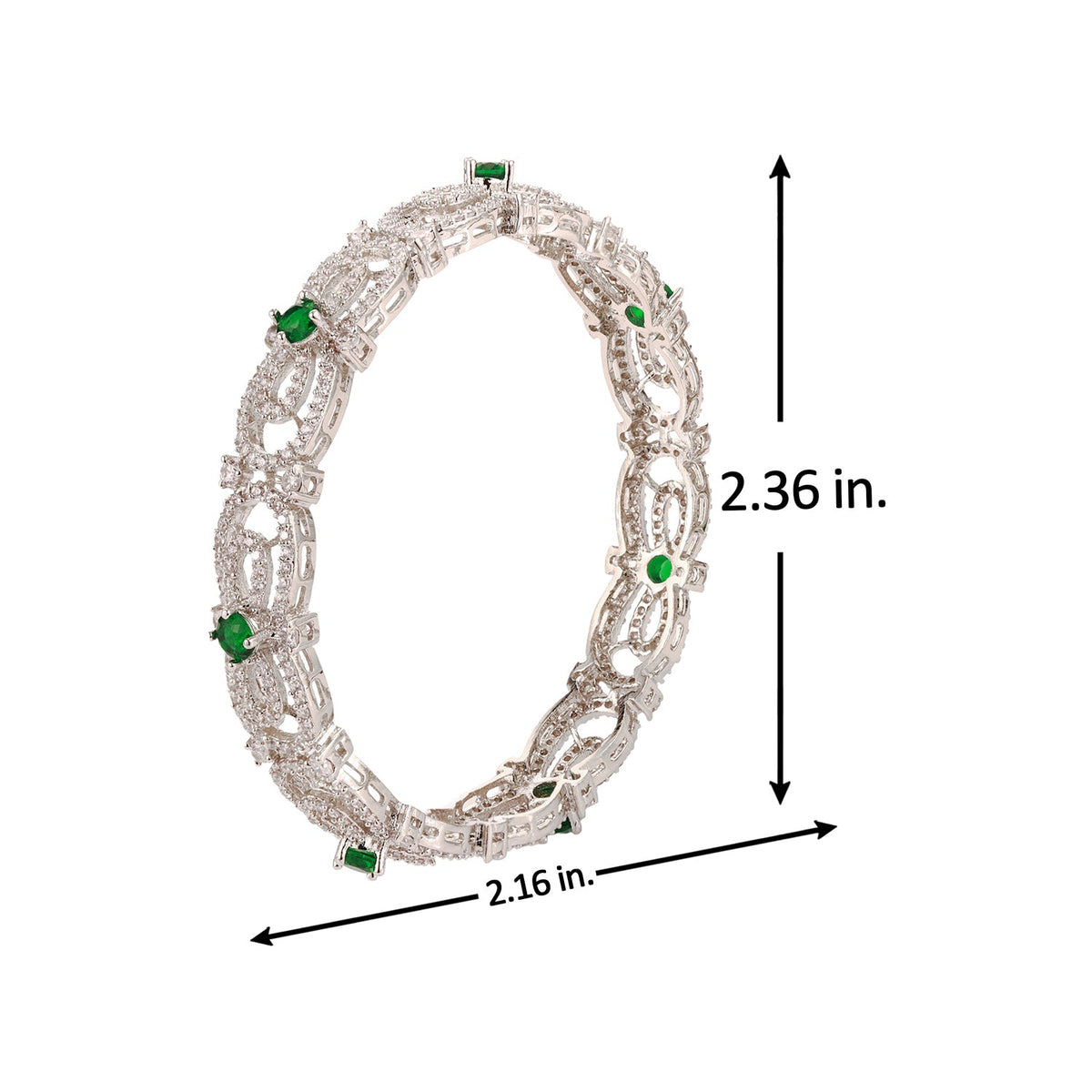 Sparkling Elegance Green CZ White Rhodium Bangles