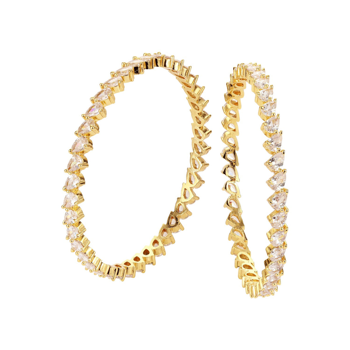 Sparkling Elegance White CZ Yellow Gold-Plated Bangles