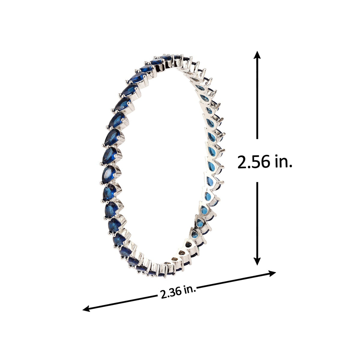 Sparkling Elegance Blue CZ White Rhodium-Plated Bangles