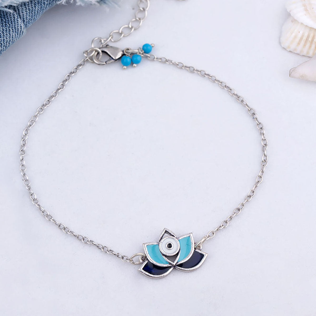 Evil Eyes Lotus Motif Bracelet