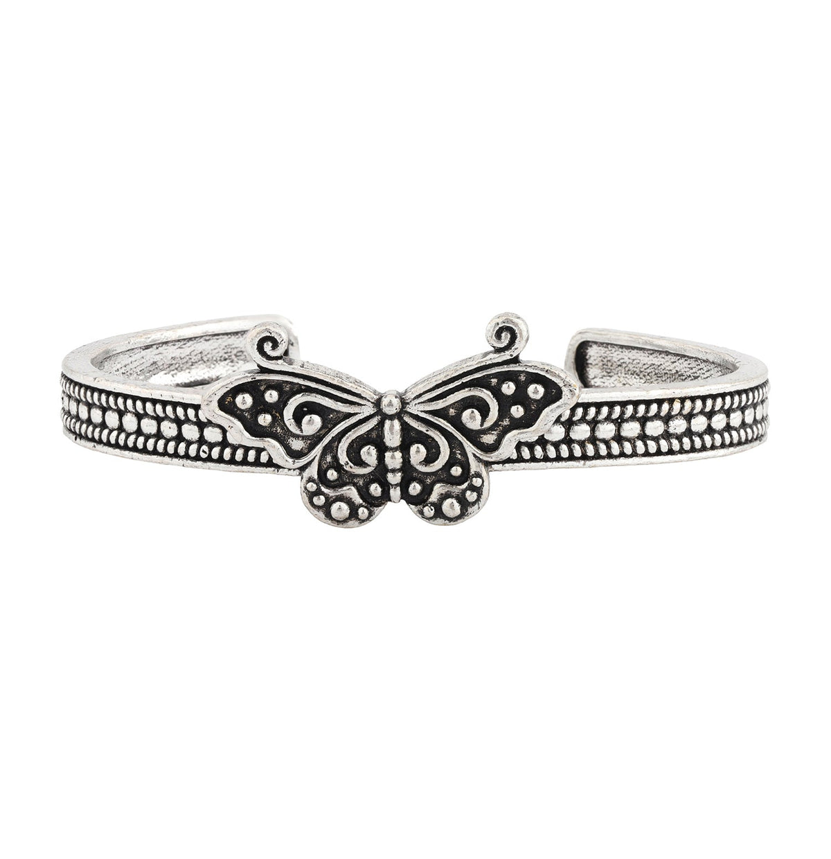 Boho Tribe Butterfly Oxidised Cuff Bangle
