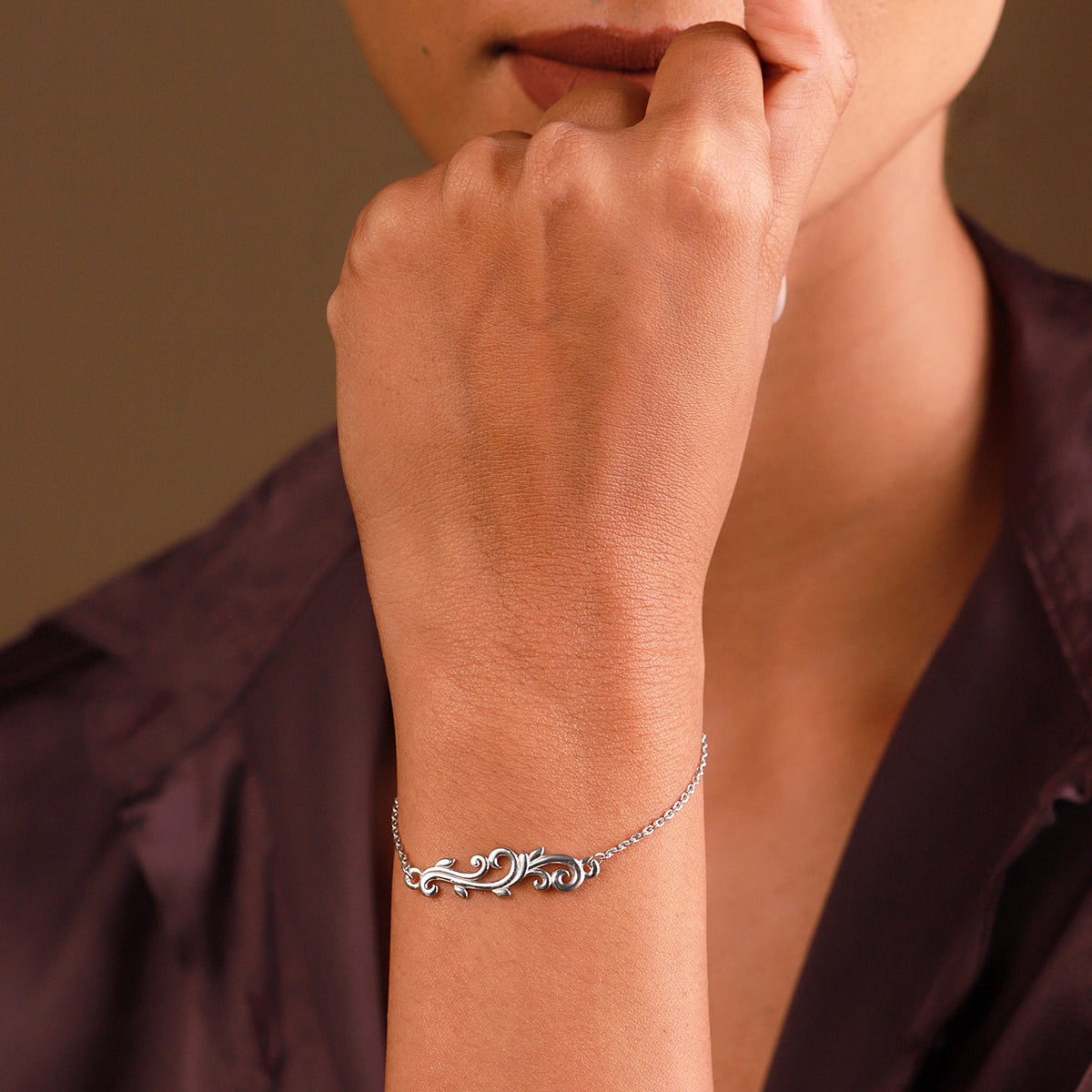 Vines Tangle & Bloom Sterling Silver Bracelet