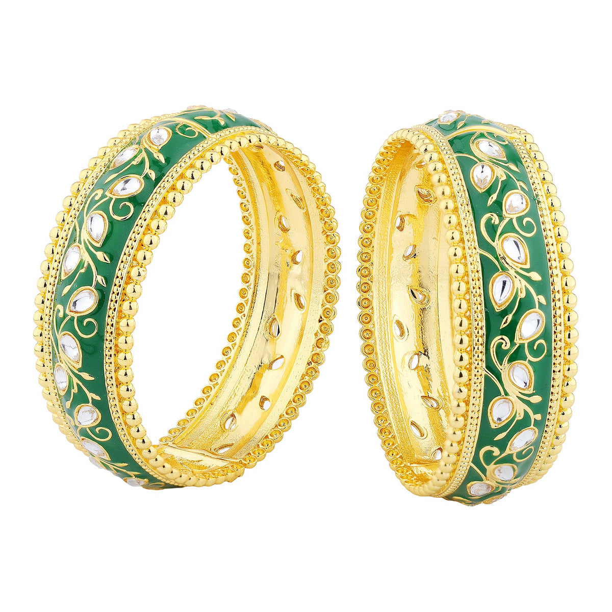 Queens of Rajasthan Zariya Green Openable Bangles