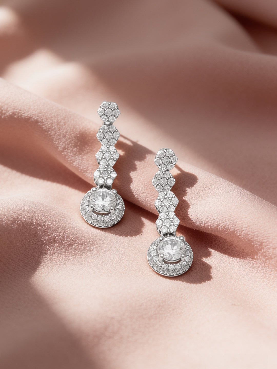 925 Fine Silver Rhodium Plated Dangler Earrings