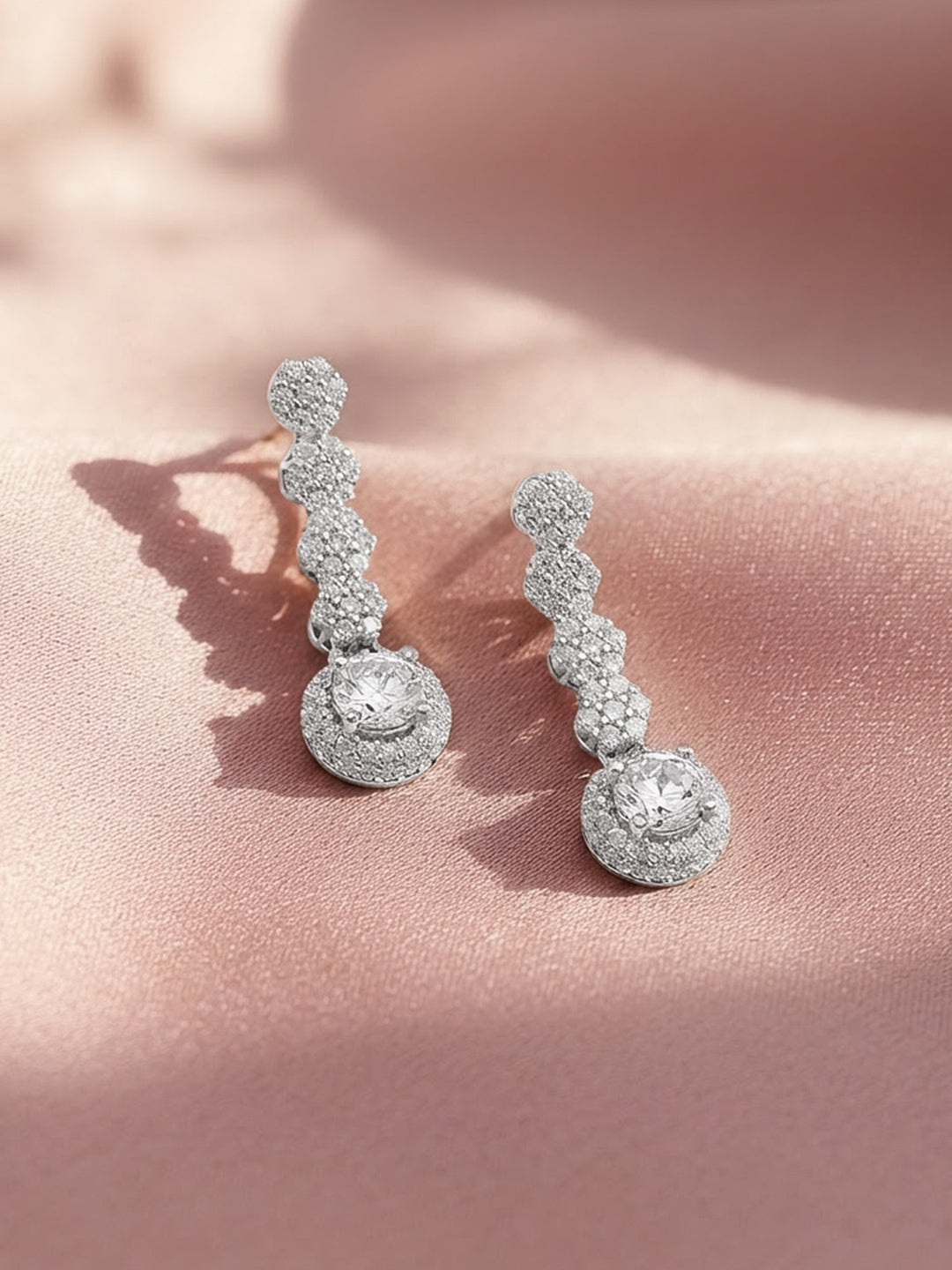 925 Fine Silver Rhodium Plated Dangler Earrings