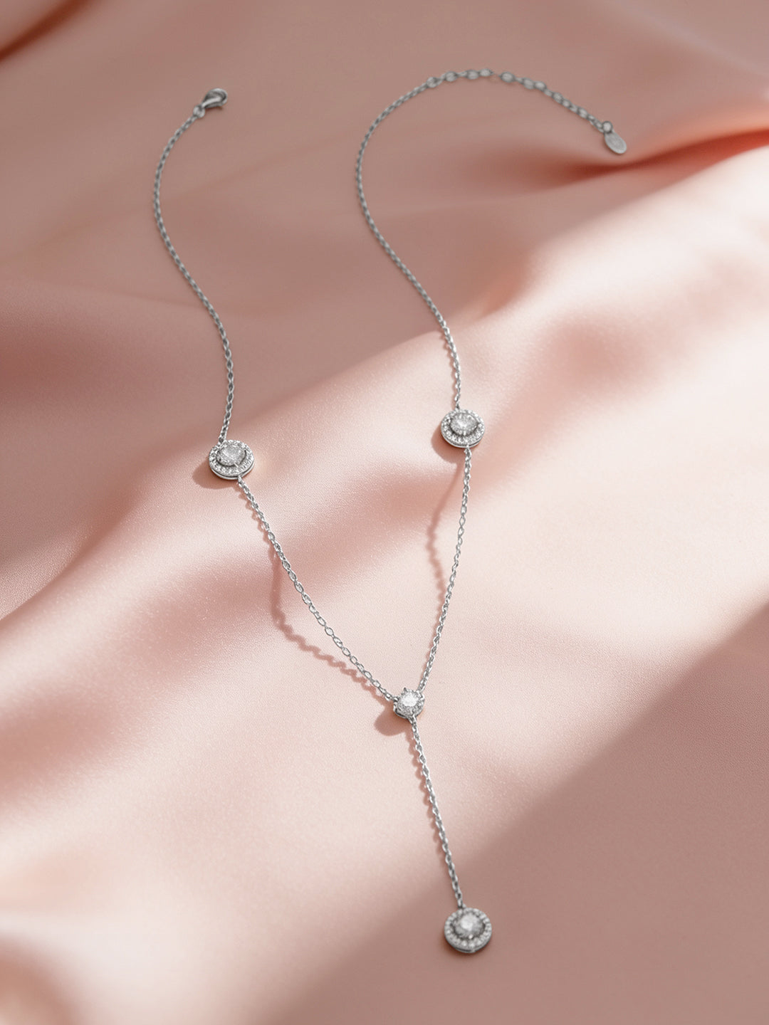 925 Fine Silver Rhodium Plated Round Charm Necklace