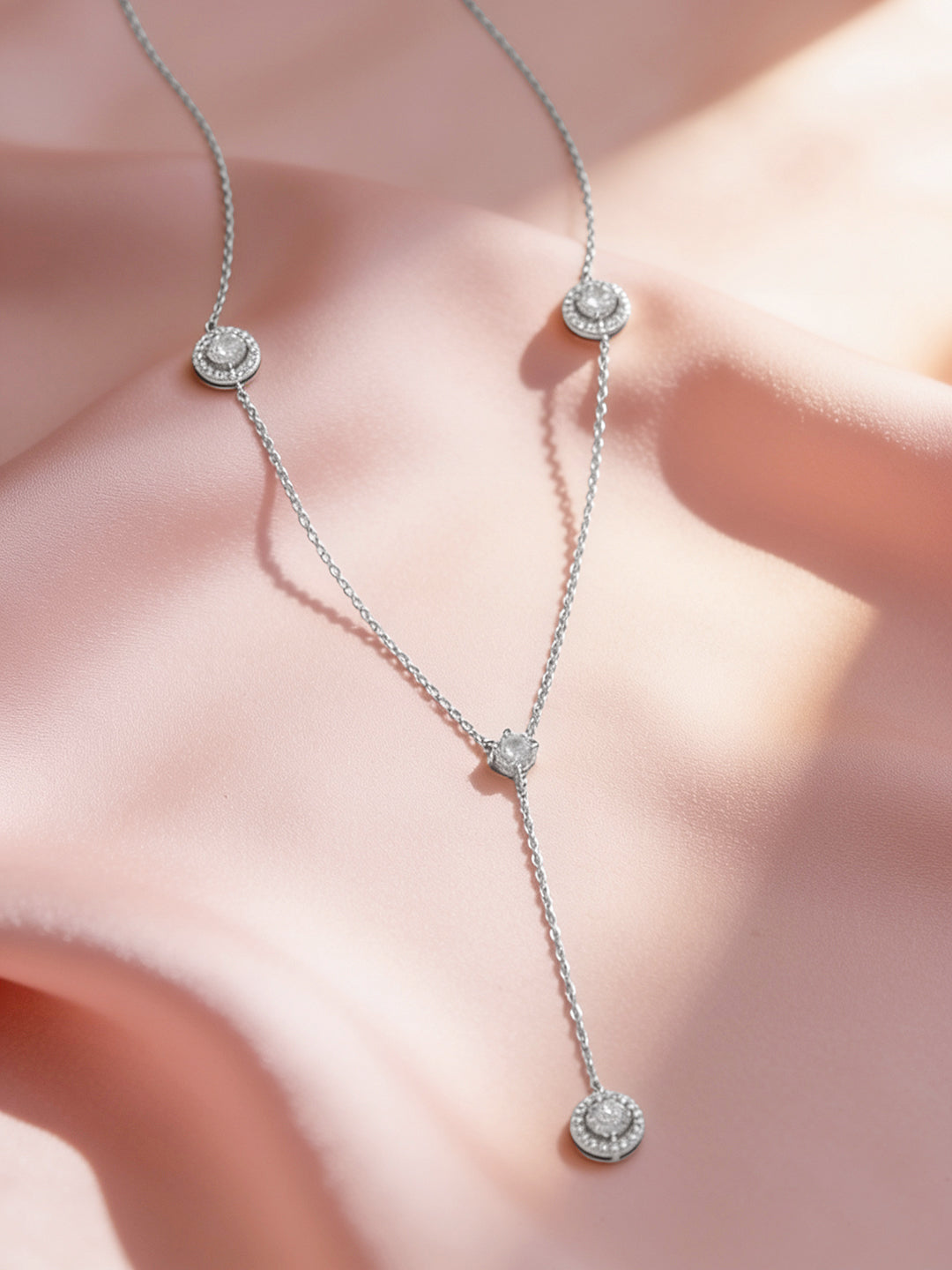 925 Fine Silver Rhodium Plated Round Charm Necklace