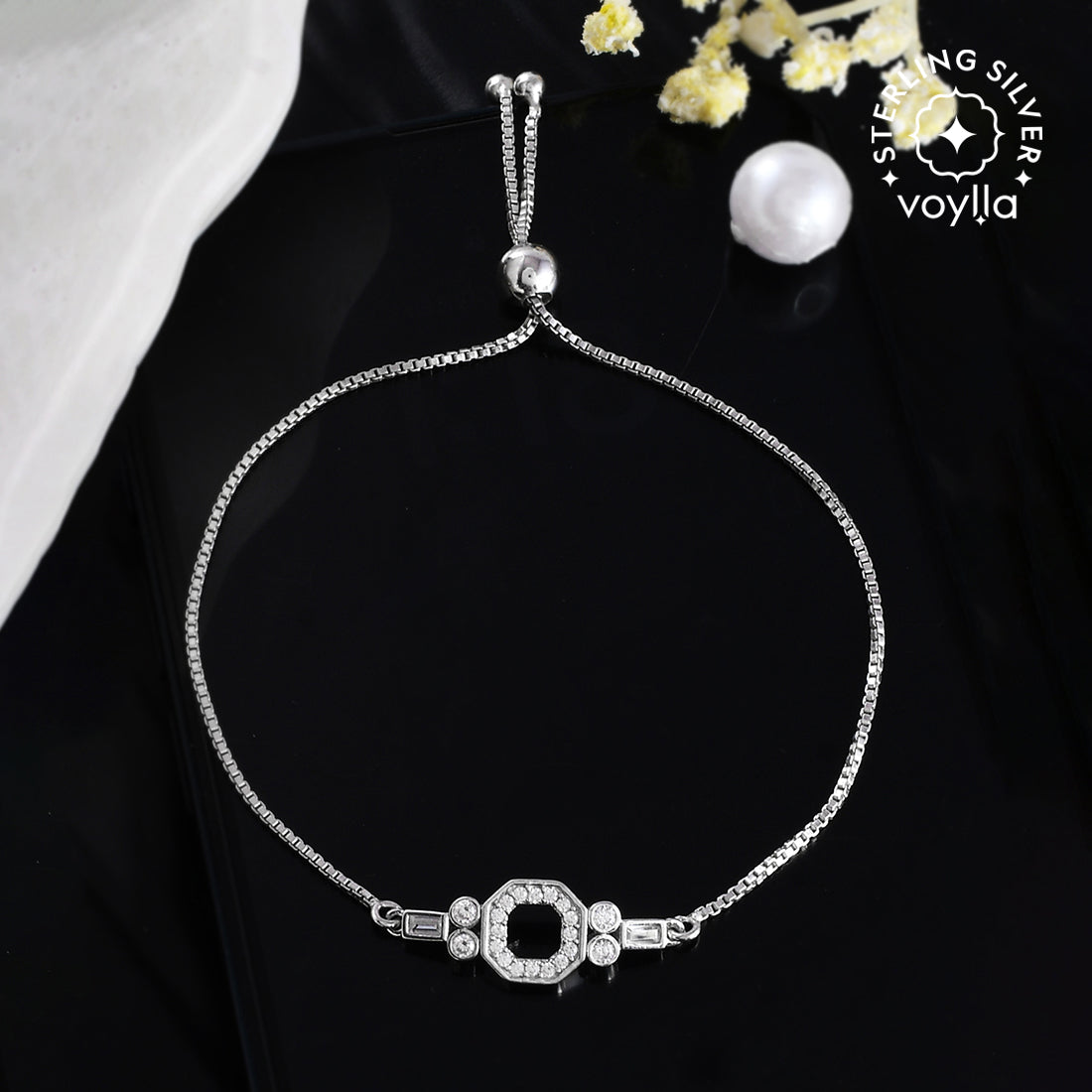 Mother’s Day Collection Sterling Silver White Zircons Bracelet