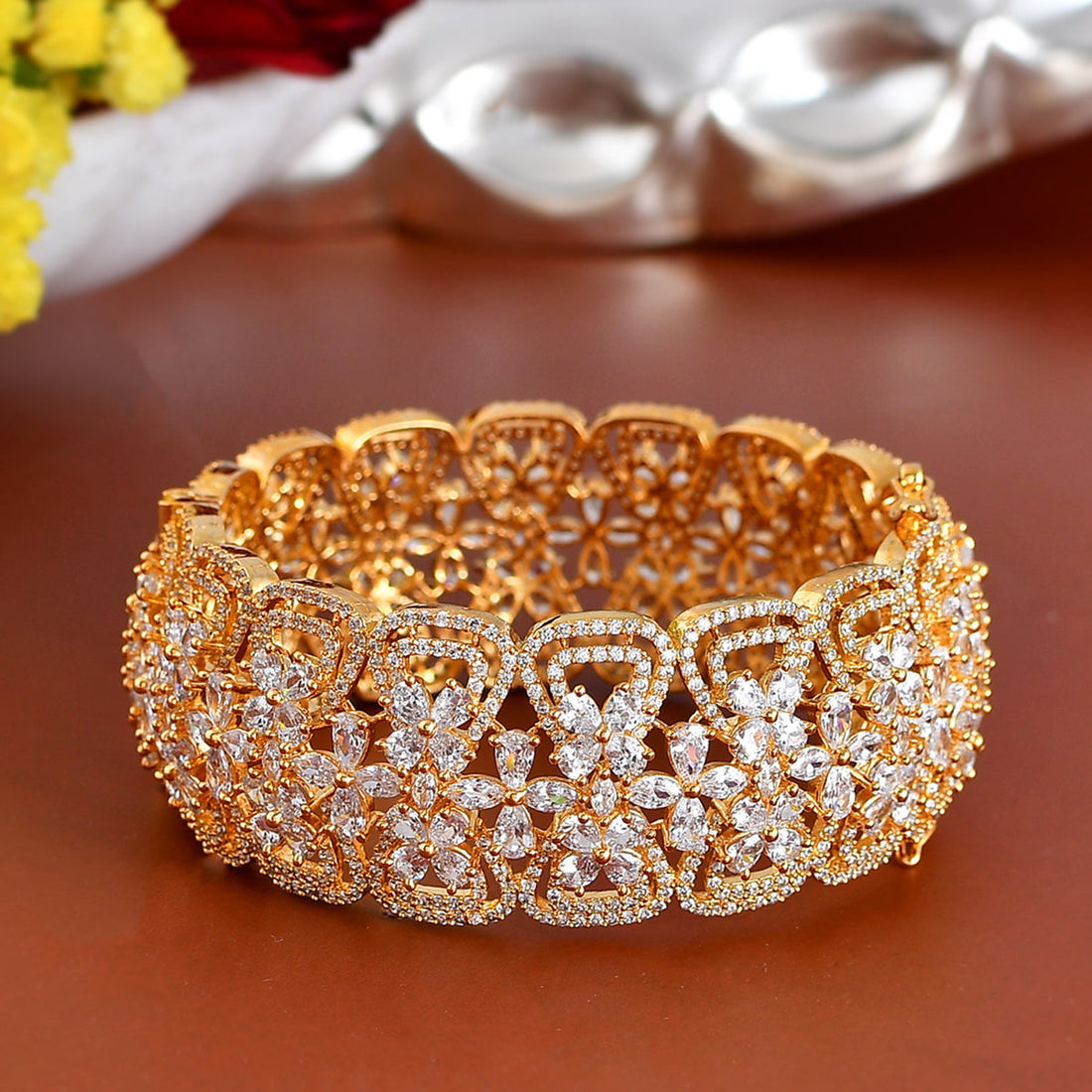 Sparkling Elegance Royal Cutwork Gold Plated Bangles