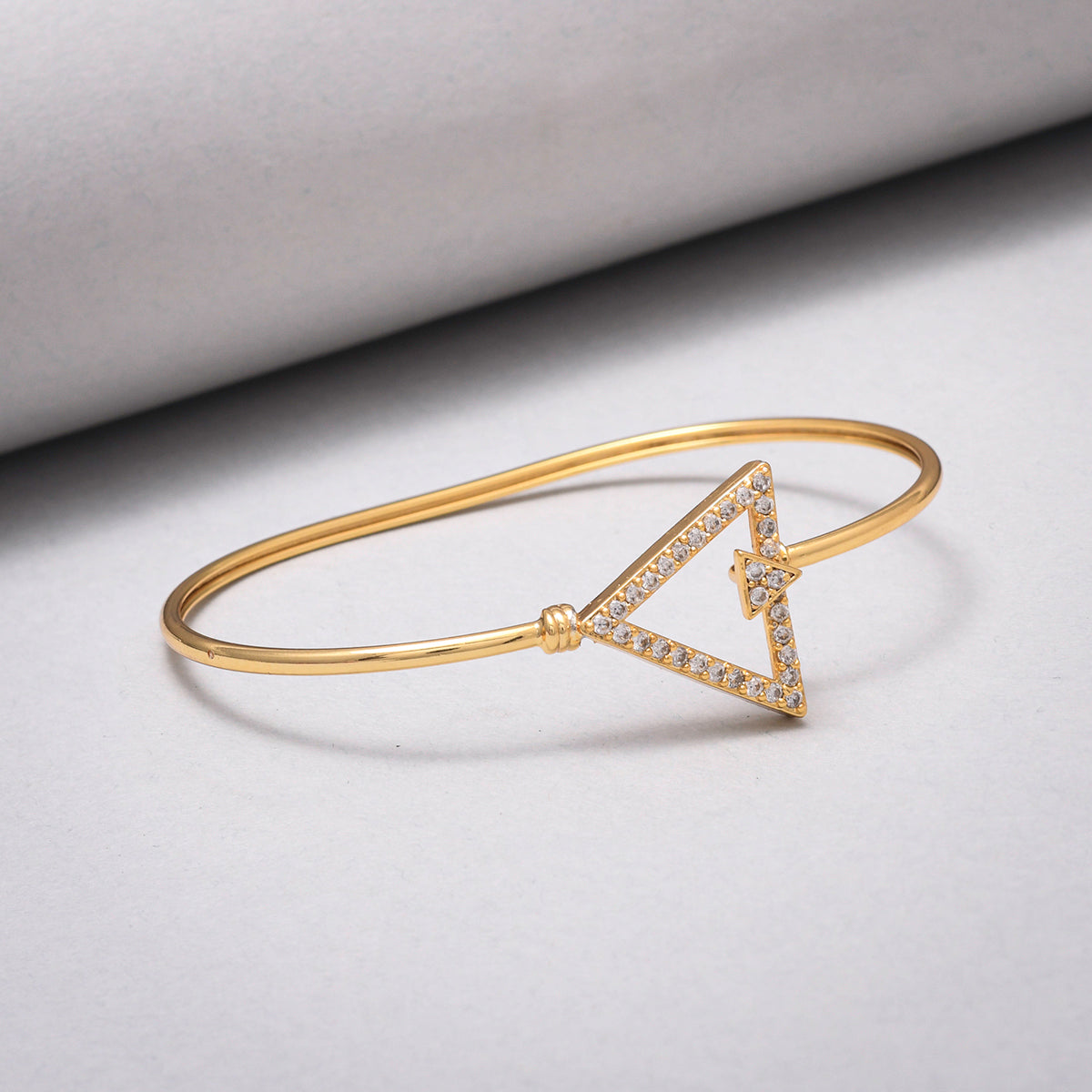 Sparkling Elegance Geometric Zircons Gold Plated Brass Bracelet