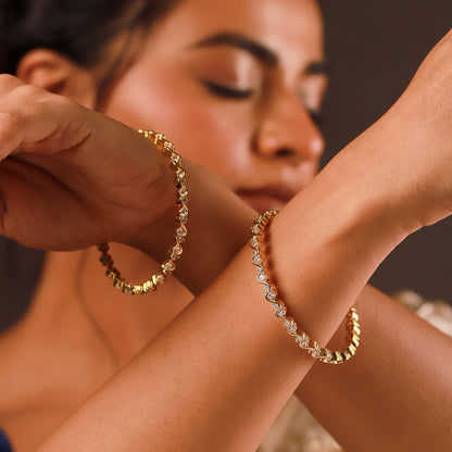 Gold Elegance Aurora Festive CZ Gold Bangles