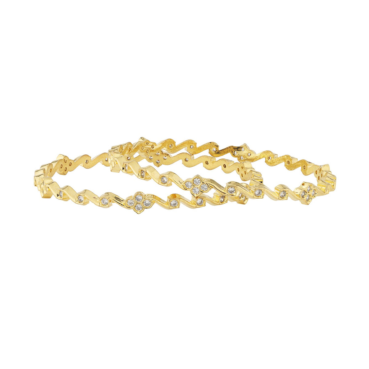 Gold Elegance Golden Grace CZ Gold Bangles