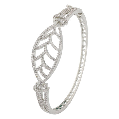 Sparkling Elegance Aural Leaf American Diamond Bracelet